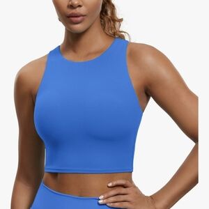 CRZ YOGA Vibrant Sparkle Blue Sports Bra